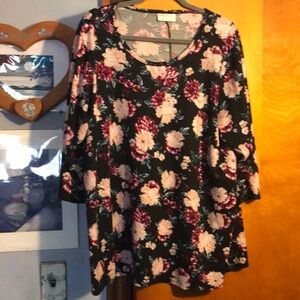 Floral Black and Pink Blouse